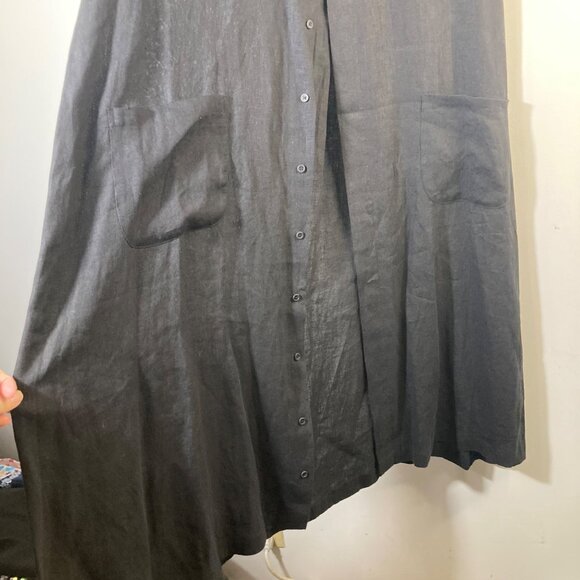 Womens Eskandar Neiman Marcus Linen Shirt Dress Duster Black Size 1 US 10/12 NWT - Picture 4 of 12
